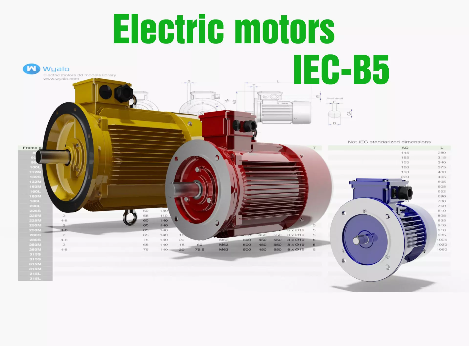 21 CAD Models - Electric motors IEC B5 3D model_0