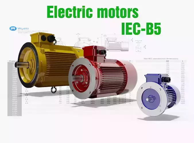 21 CAD Models - Electric motors IEC B5 3D model