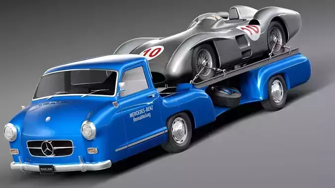 Mercedes-Benz Renntransporter Combo 1954 with grand prix car
