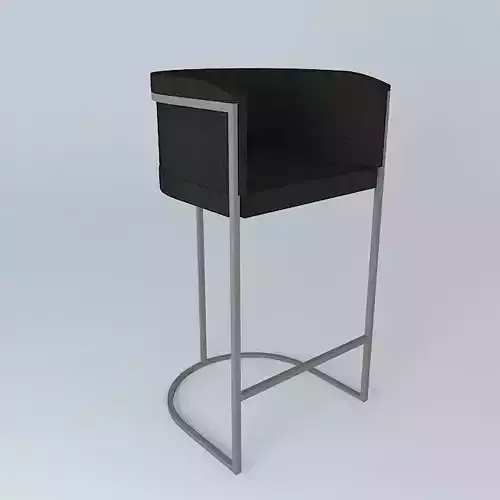Leather and blackened metal Bar Stool
