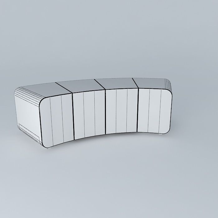 Curved Bench 3D model_4