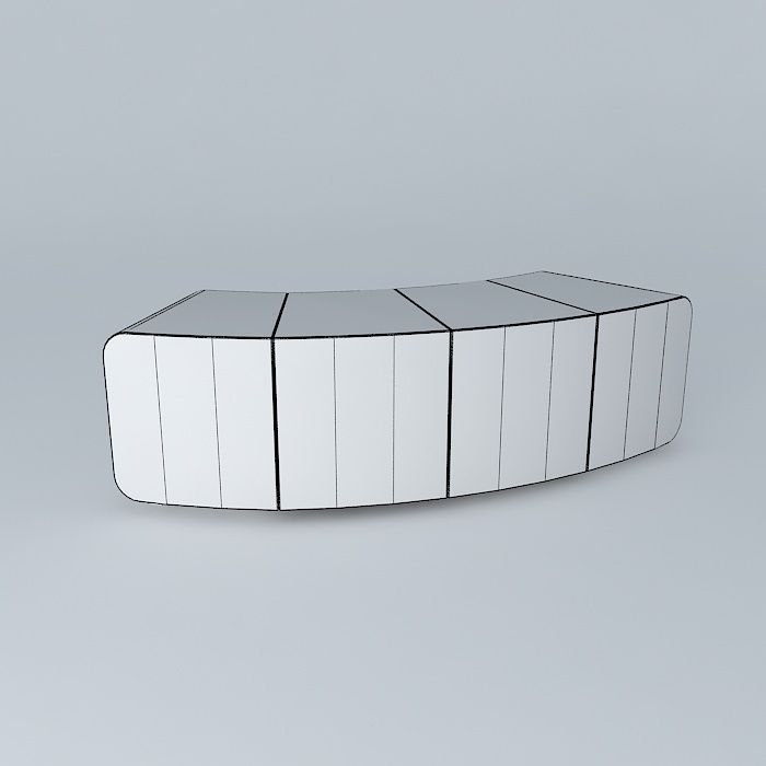 Curved Bench 3D model_3