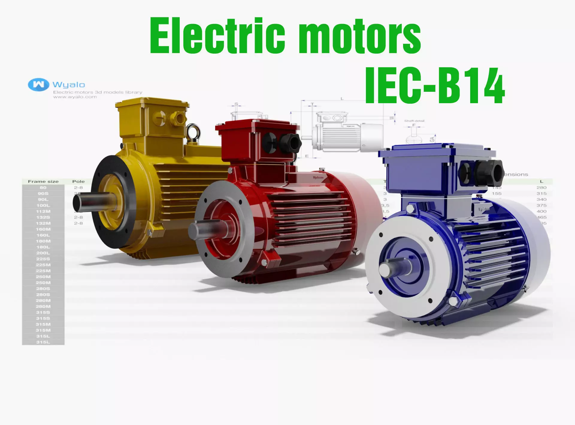 14 CAD Models - Electric motors IEC B14 3D model