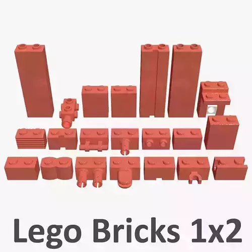 Lego Bricks 1x2 3D model