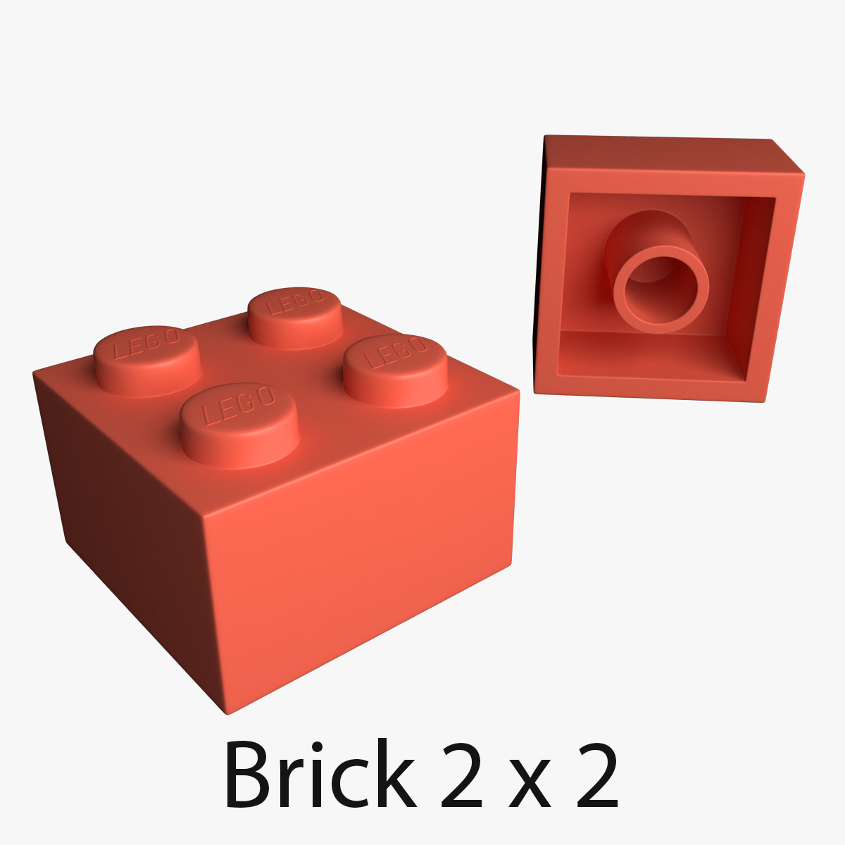 Lego Bricks 2x2 3D model_1