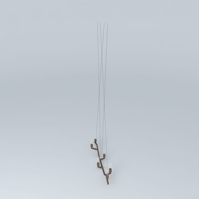 Metal Stick Chandelier 3D model_2