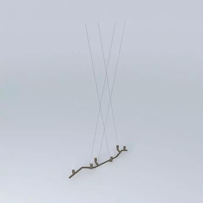 Metal Stick Chandelier 3D model_0