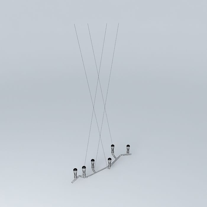 Metal Stick Chandelier 3D model_4