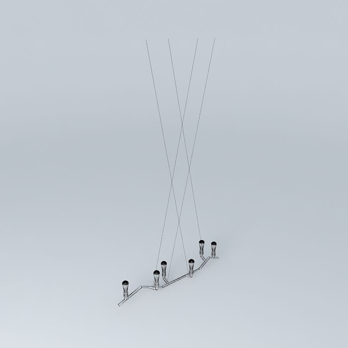 Metal Stick Chandelier 3D model_3