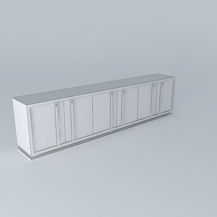 Long Wood Console 3D model_3