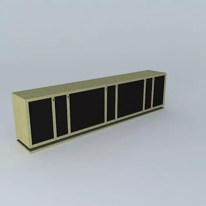 Long Wood Console 3D model_0