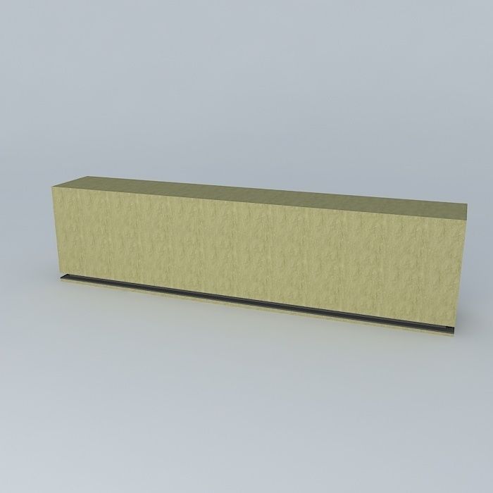 Long Wood Console 3D model_1