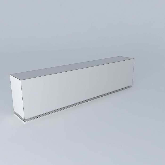 Long Wood Console 3D model_4