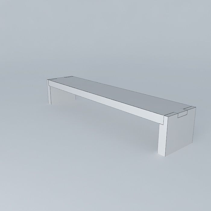 Teak Bench 3D model_4