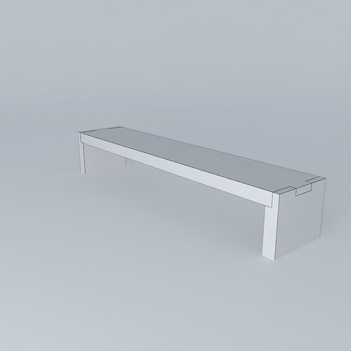 Teak Bench 3D model_3