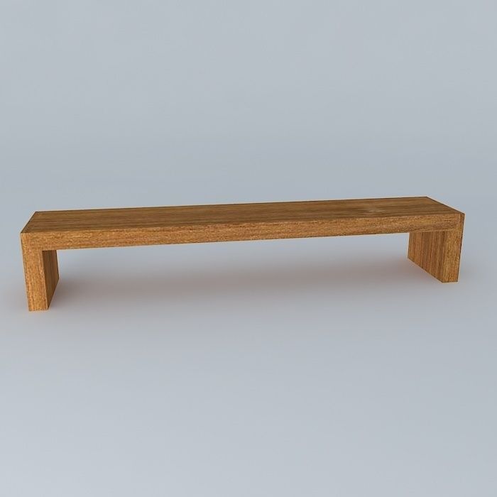 Teak Bench 3D model_2