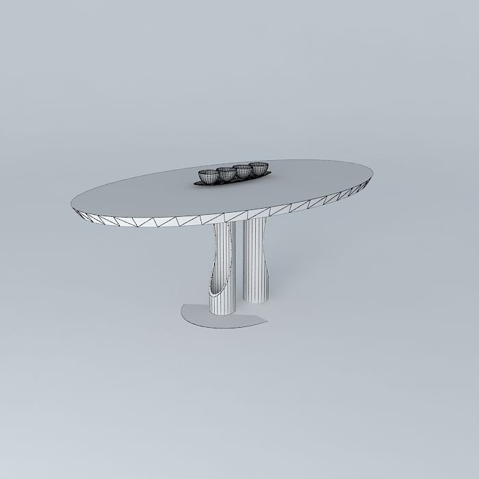 Oval Scoop Dining Table 3D model_3