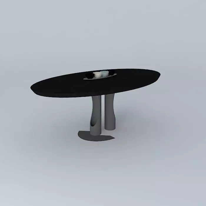 Oval Scoop Dining Table 3D model_0