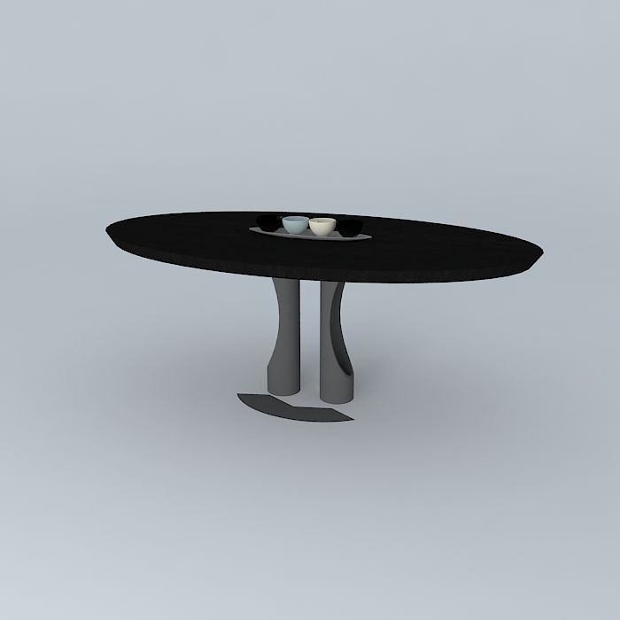 Oval Scoop Dining Table 3D model_1