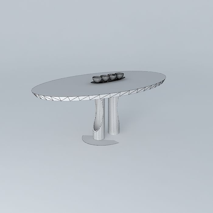Oval Scoop Dining Table 3D model_4