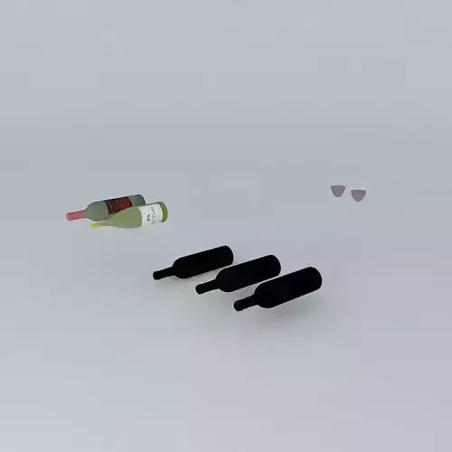 Wine bottle of and glasses