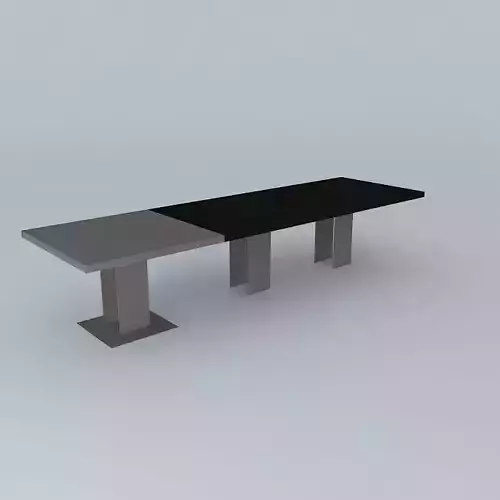 Nickel and Wood Extended Dining Table