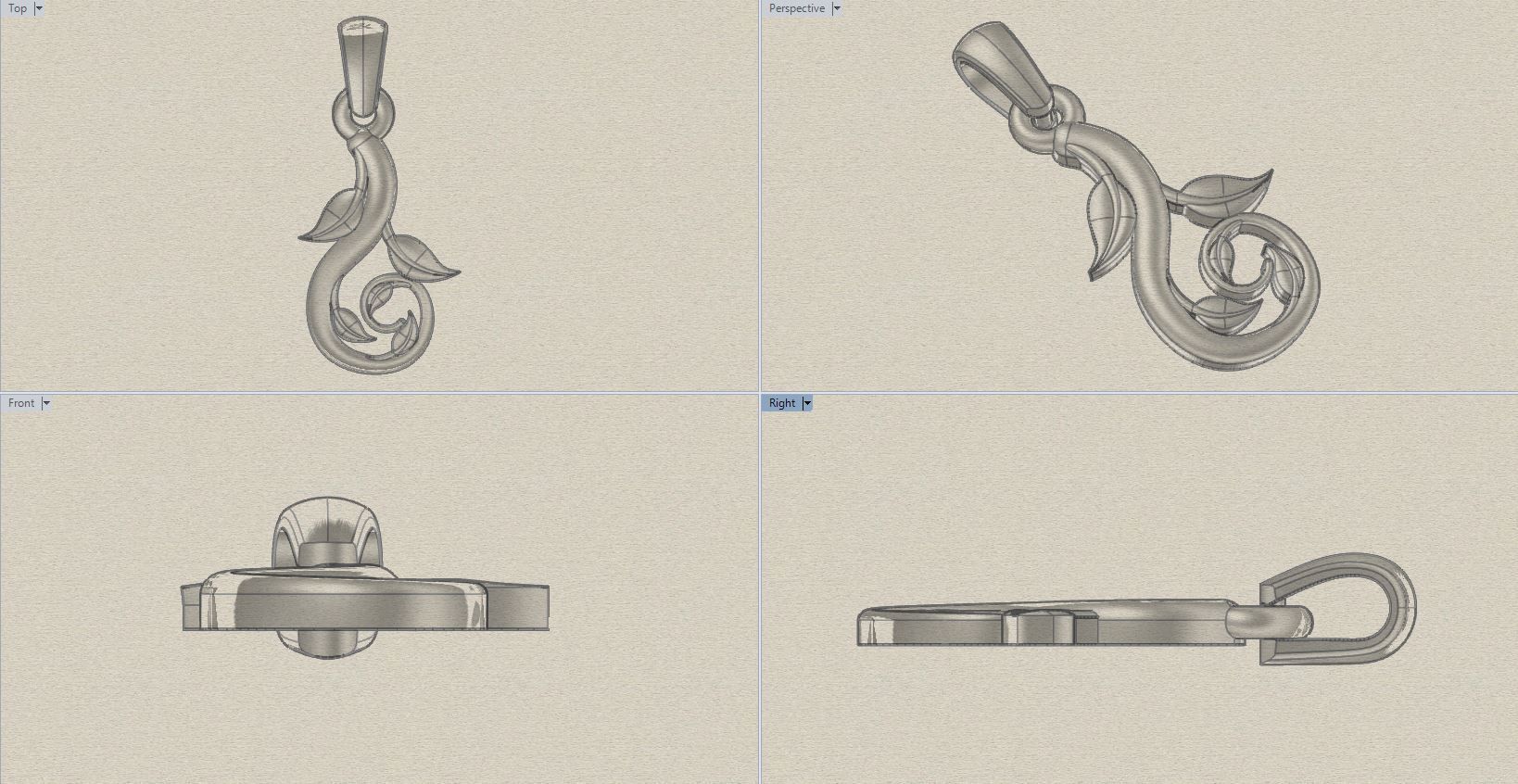 Drop Shaped Vine Pendant 3D print model_7