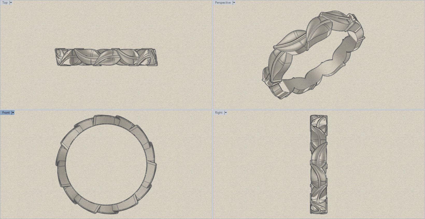 Leaf Design ladies Ring 3D print model_8