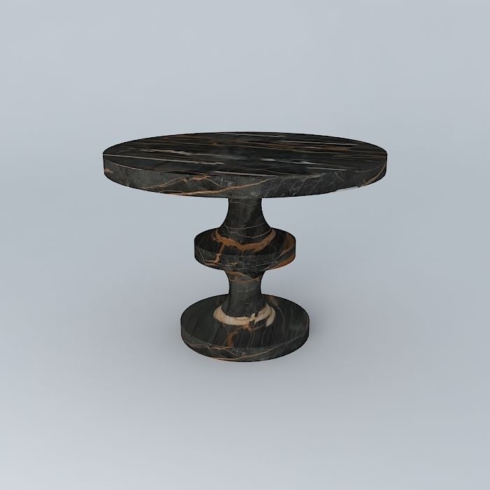 Orange and black marble table 3D model_1
