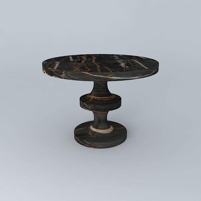 Orange and black marble table 3D model_2