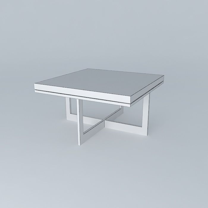 Cross leg Corner table 3D model_4