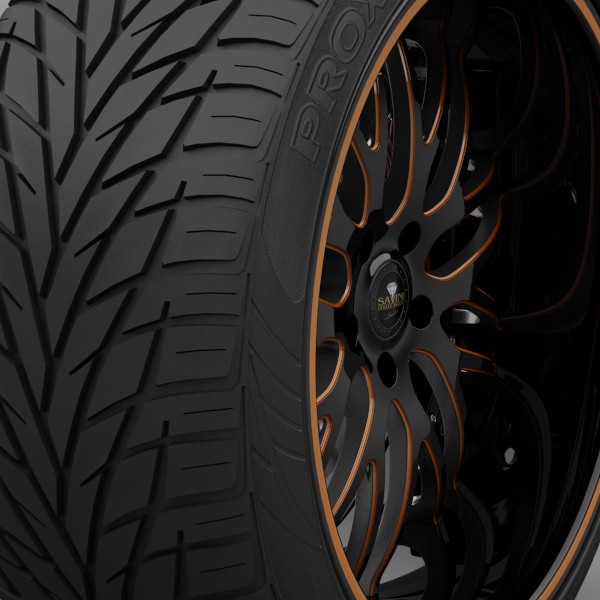 Savini Forged SV-25S Wheel and Tire 3D model_2