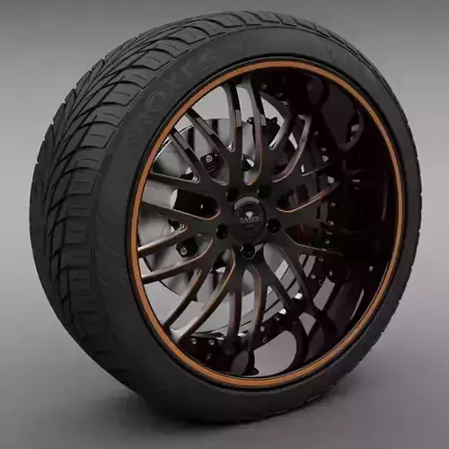 Savini Forged SV-25S Wheel and Tire 3D model