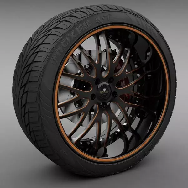 Savini Forged SV-25S Wheel and Tire 3D model_0
