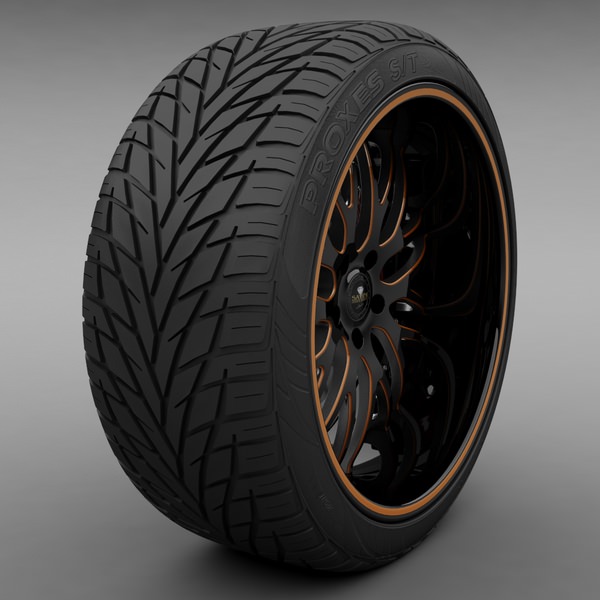 Savini Forged SV-25S Wheel and Tire 3D model_1
