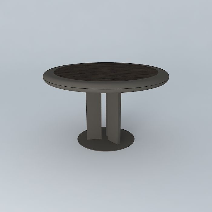 Exterior Teak and Powder Coat Table 3D model_1