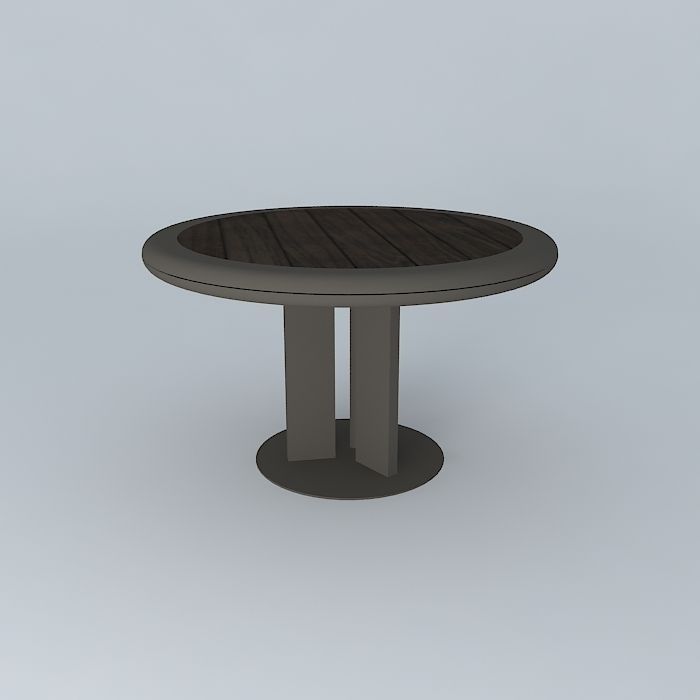 Exterior Teak and Powder Coat Table 3D model_2