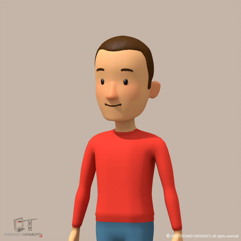 cartoon man 3D model_2