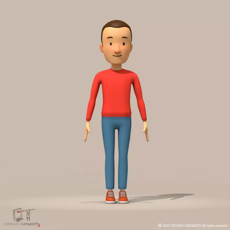 cartoon man 3D model_0