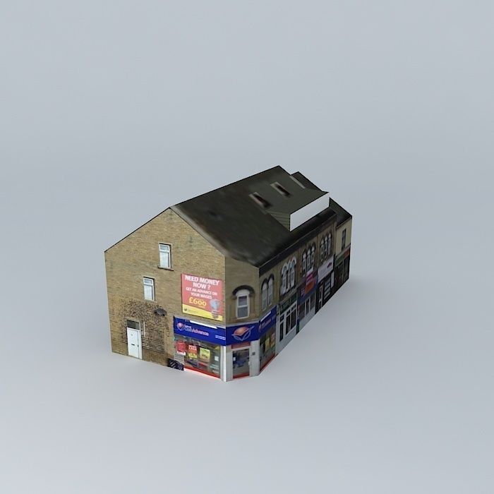 Shops on Wakefield Road, Aspley. Free 3D model_2