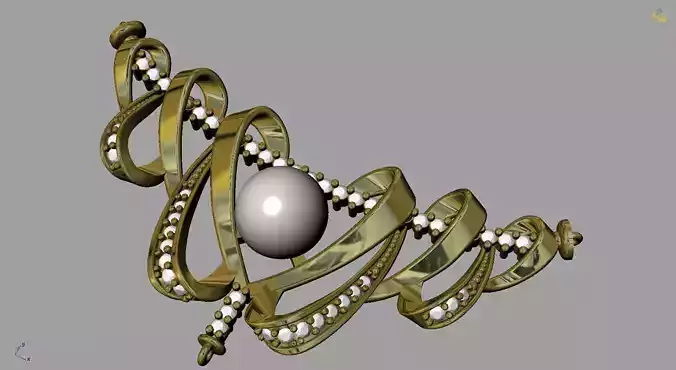 Pendant necklace with pearls 3D print model