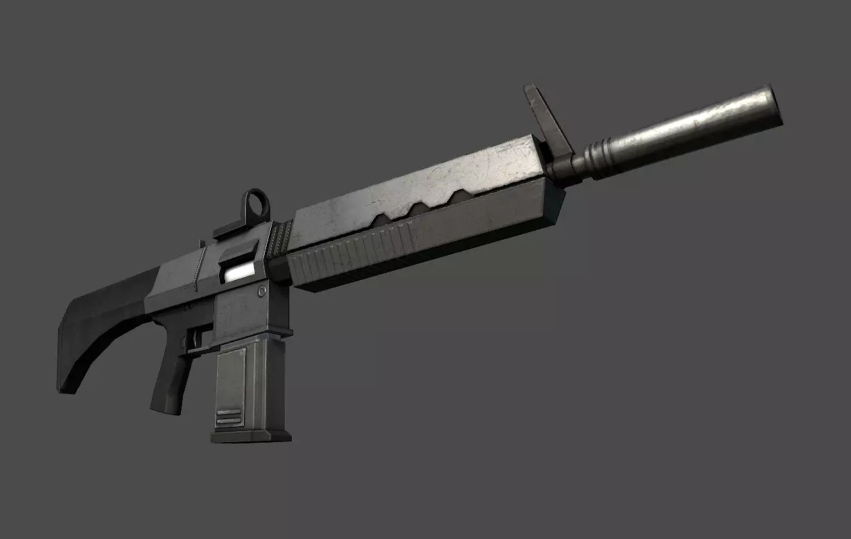 Assault Rifle Sci-Fi Low-poly 3D model_0