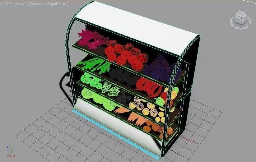 vegetable collection fruit and display shelf Low-poly 3D model