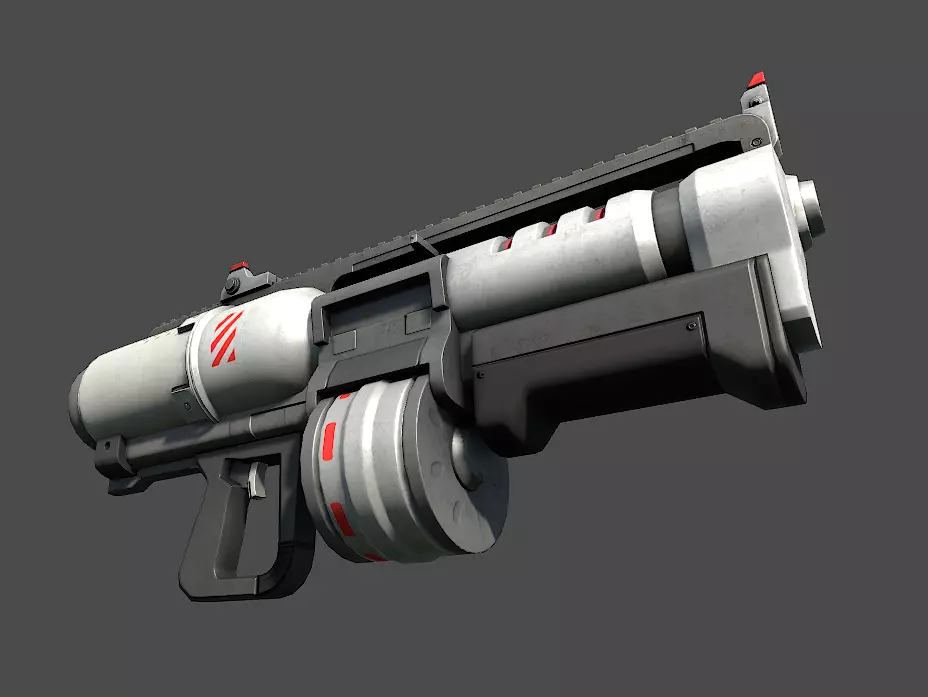 Heavy Weapons Sci-Fi Assault Rifle Low-poly 3D model_0