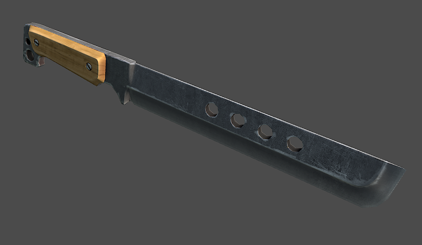 Knife with wooden handle Low-poly 3D model_1