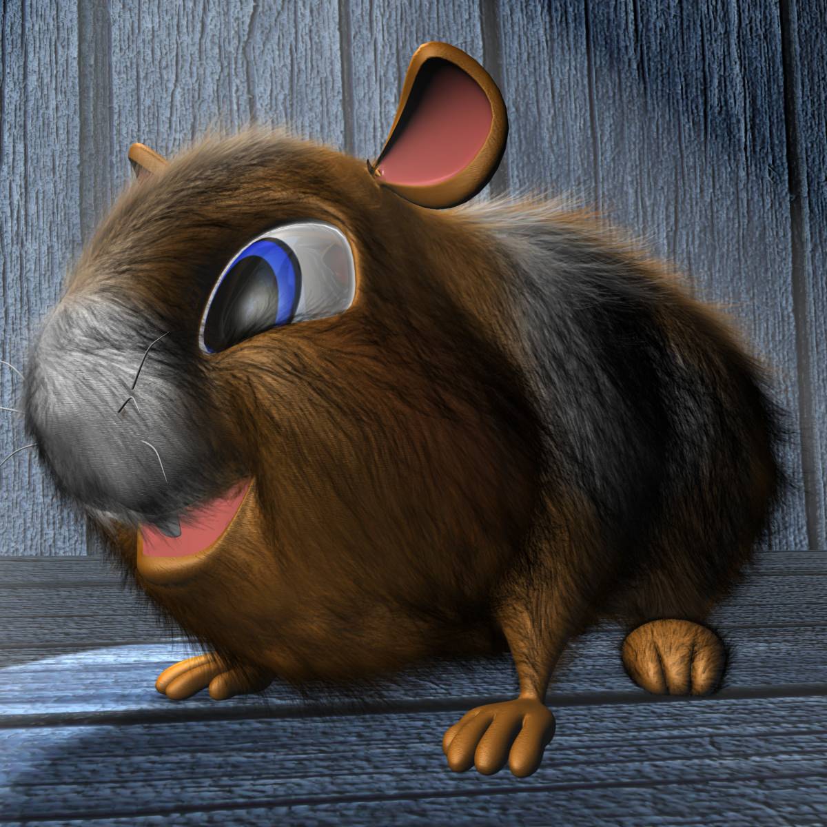 Cartoon Hamster Rigged Low-poly 3D model_1