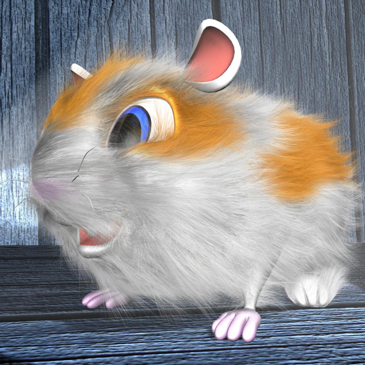 Cartoon Hamster Rigged Low-poly 3D model_6