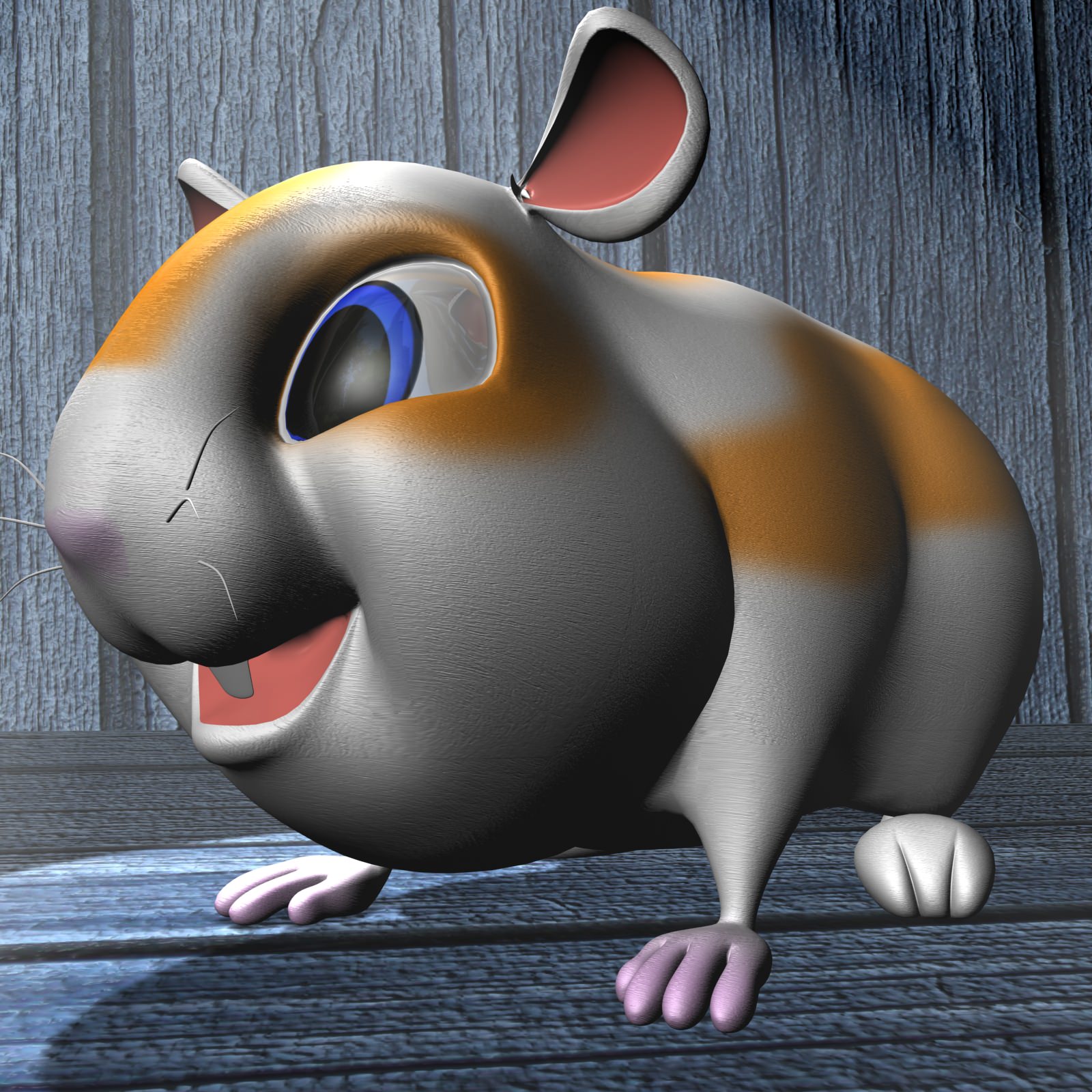 Cartoon Hamster Rigged Low-poly 3D model_11