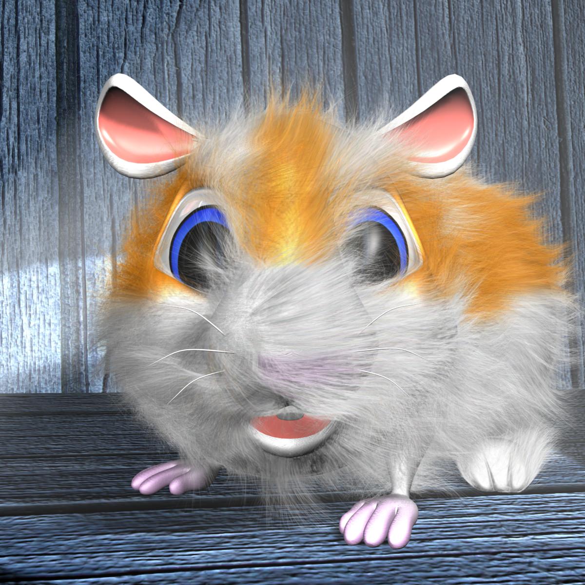 Cartoon Hamster Rigged Low-poly 3D model_5
