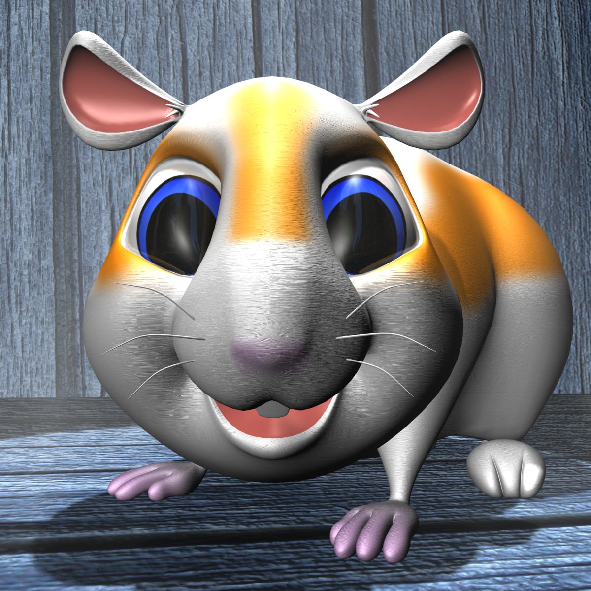 Cartoon Hamster Rigged Low-poly 3D model_12